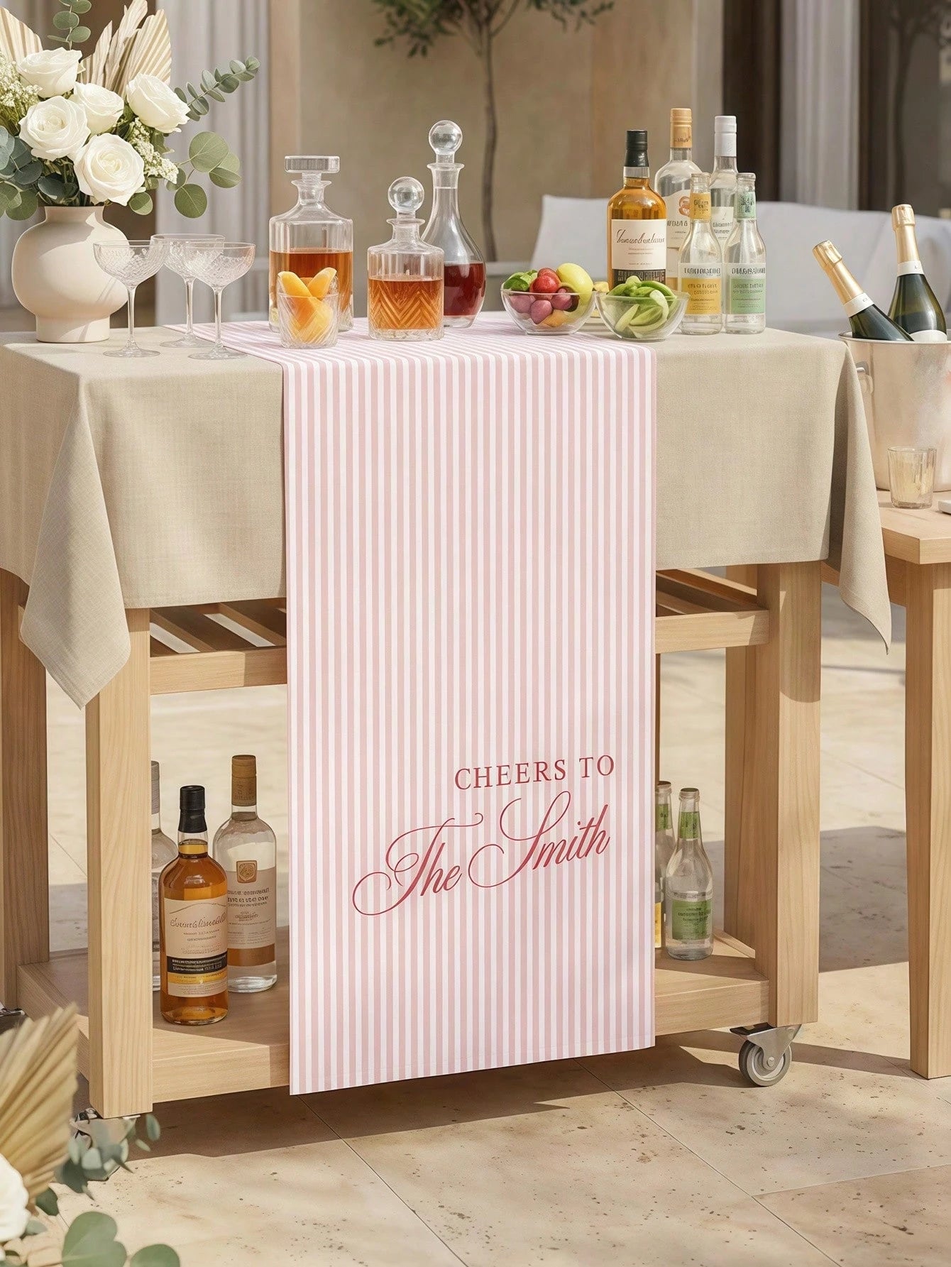Customized Wedding Welcome, Wedding Tablecloth, Personalized Linen Striped Bar Event Signage, Bar Event Banner, Can Customize Name And Date, Wedding Gift, Welcome Gift, Mother's Day Gift, Anniversary