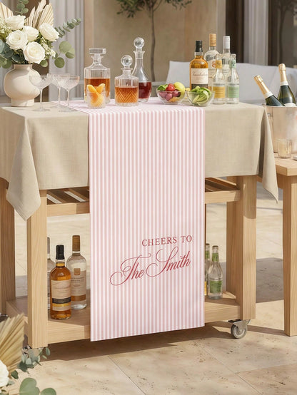 Customized Wedding Welcome, Wedding Tablecloth, Personalized Linen Striped Bar Event Signage, Bar Event Banner, Can Customize Name And Date, Wedding Gift, Welcome Gift, Mother's Day Gift, Anniversary
