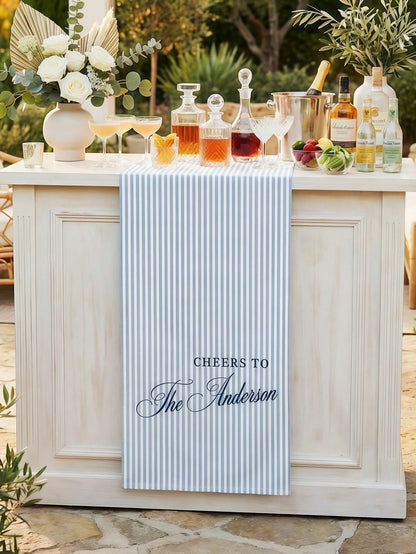 Customized Wedding Welcome, Wedding Tablecloth, Personalized Linen Striped Bar Event Signage, Bar Event Banner, Can Customize Name And Date, Wedding Gift, Welcome Gift, Mother's Day Gift, Anniversary