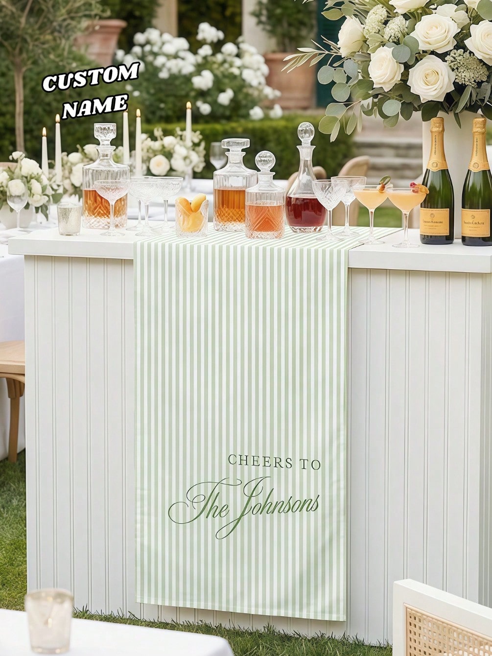Customized Wedding Welcome, Wedding Tablecloth, Personalized Linen Striped Bar Event Signage, Bar Event Banner, Can Customize Name And Date, Wedding Gift, Welcome Gift, Mother's Day Gift, Anniversary