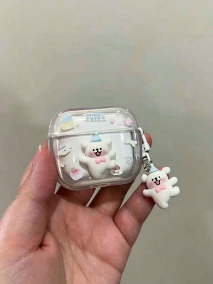 Cute 3D Dog Cartoon Protective Case Compatible With Apple 1/2/Pro Bluetooth Earphones With Adorable Pendant, Korean And Japanese Style