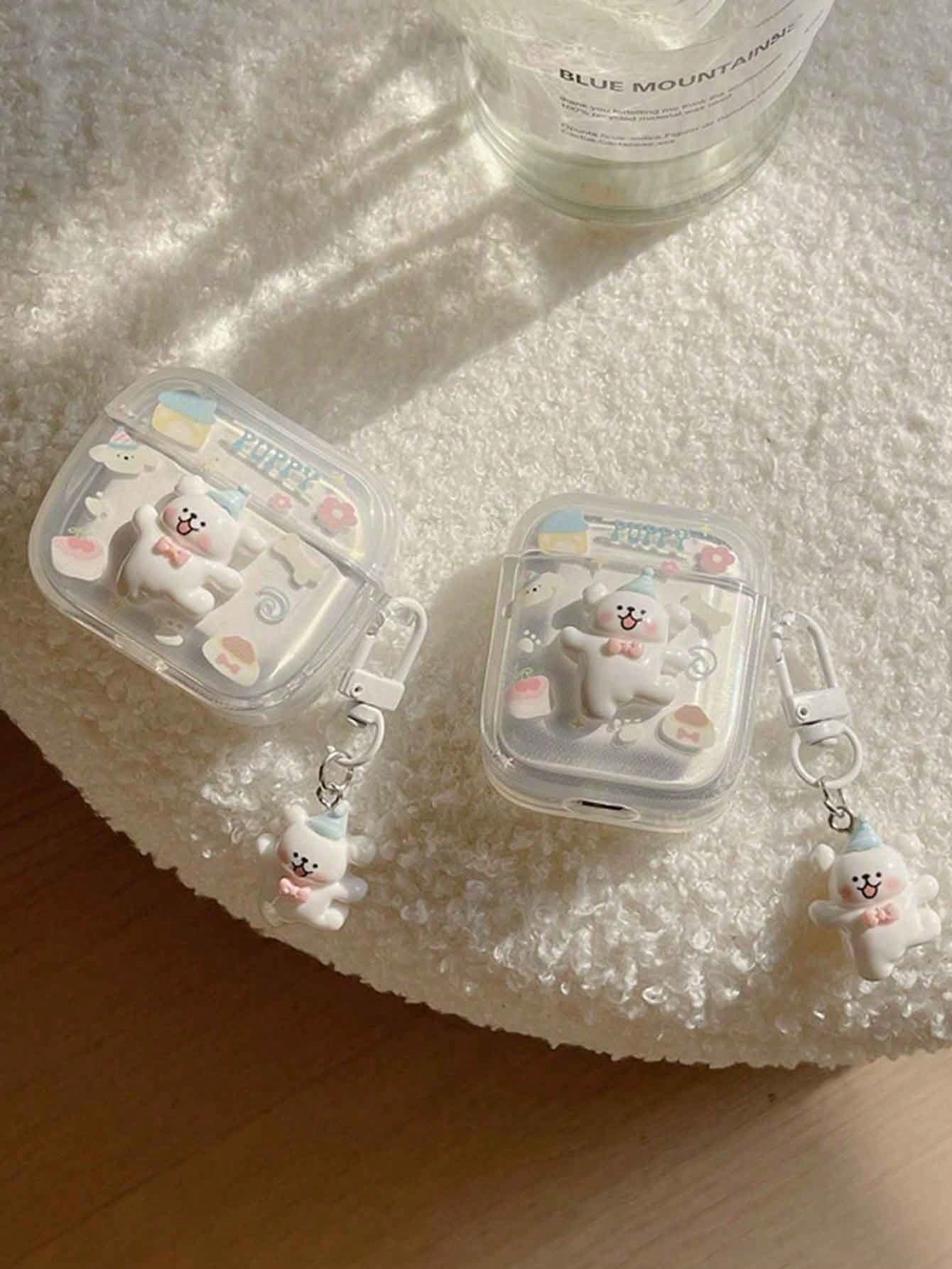 Cute 3D Dog Cartoon Protective Case Compatible With Apple 1/2/Pro Bluetooth Earphones With Adorable Pendant, Korean And Japanese Style
