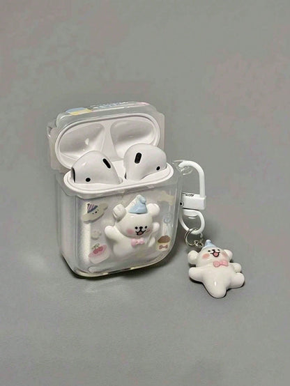Cute 3D Dog Cartoon Protective Case Compatible With Apple 1/2/Pro Bluetooth Earphones With Adorable Pendant, Korean And Japanese Style