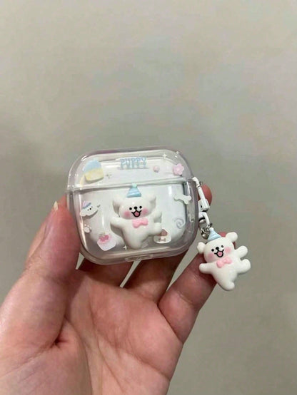 Cute 3D Dog Cartoon Protective Case Compatible With Apple 1/2/Pro Bluetooth Earphones With Adorable Pendant, Korean And Japanese Style