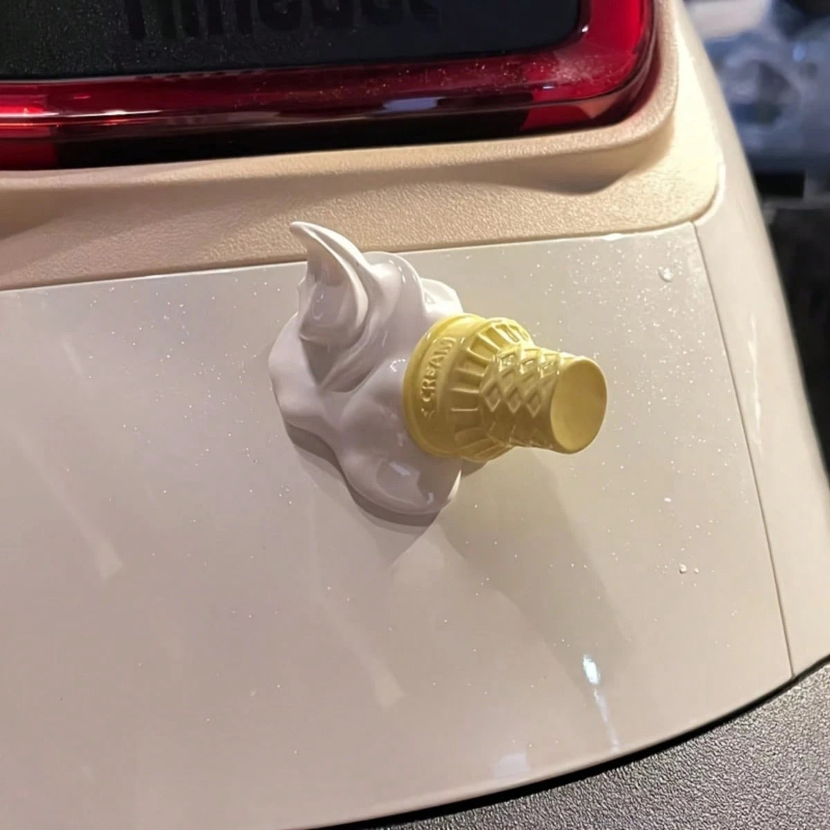Cute 3D Ice Cream Cone Magnetic Stickers- Cartoon Food Decor For Car, SUV, Motorcycle, Helmet, Waterproof Smooth Surface, Fun Accessory For Girls & Kids