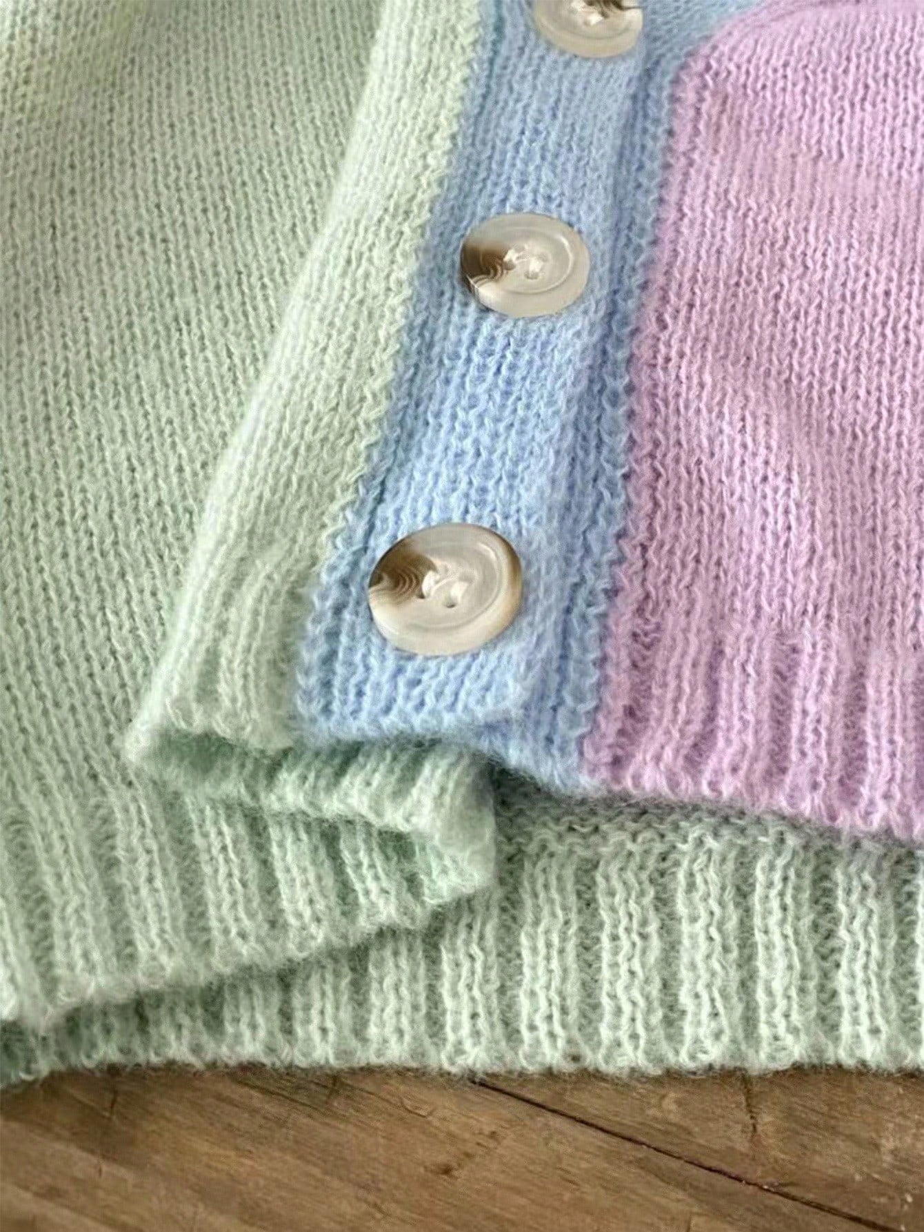 Cute Baby Girls Cardigan Sweater,Colorblock Pastel Colors Rainbow Knitwear For Autumn,Soft Summer Colour Palette,Family Matching Warm Winter Jacket