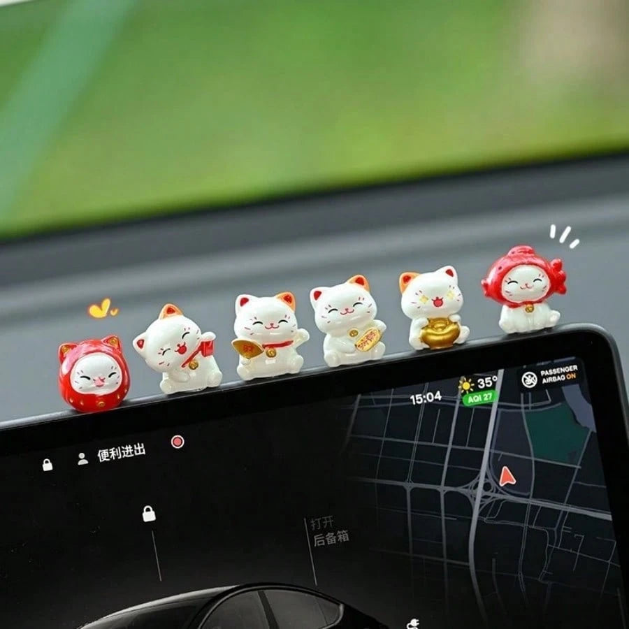 Cute Car Waving Cat Interior Decor, Dashboard Screen Computer Decoration, New Arrival Car Display Stand Decor, Adorable Rainbow Bear Decoration, Creative Computer Screen Display Stand, Car Interior Ac