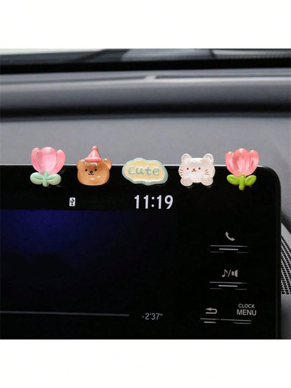 Cute Car Waving Cat Interior Decor, Dashboard Screen Computer Decoration, New Arrival Car Display Stand Decor, Adorable Rainbow Bear Decoration, Creative Computer Screen Display Stand, Car Interior Ac