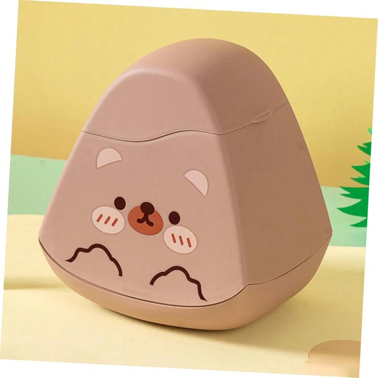 Cute Cartoon Mini Desktop Trash Can With Lid Small Garbage Bin Easy To Clean Bedroom Office Kitchen Car Desktop Storage Organizer Container Home Decor Accessory Perfect Gift For Friends Family Holiday