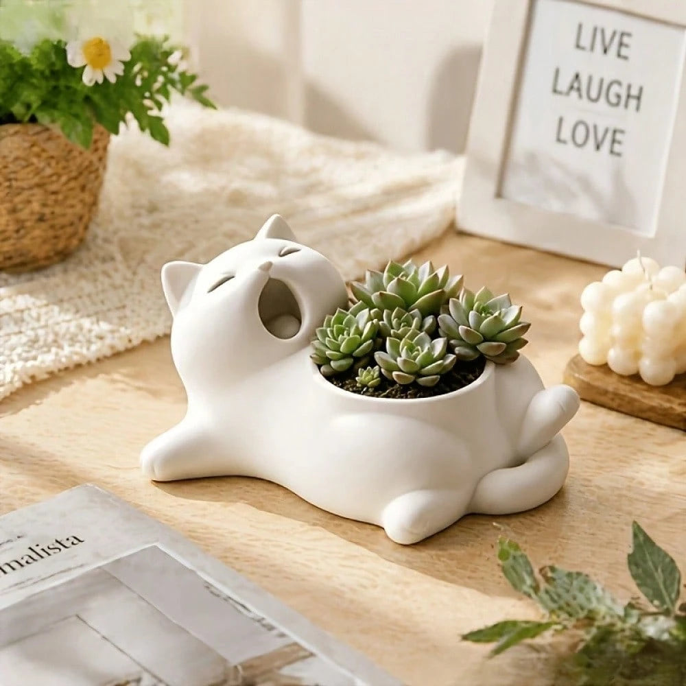 Cute Cat-Shaped Flower Pot, Made Of Lightweight And Versatile PLA Material, Shatter-Resistant, Suitable For Indoor And Outdoor Use
