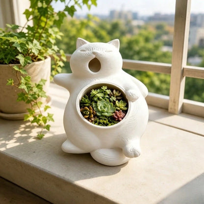 Cute Cat-Shaped Flower Pot, Made Of Lightweight And Versatile PLA Material, Shatter-Resistant, Suitable For Indoor And Outdoor Use