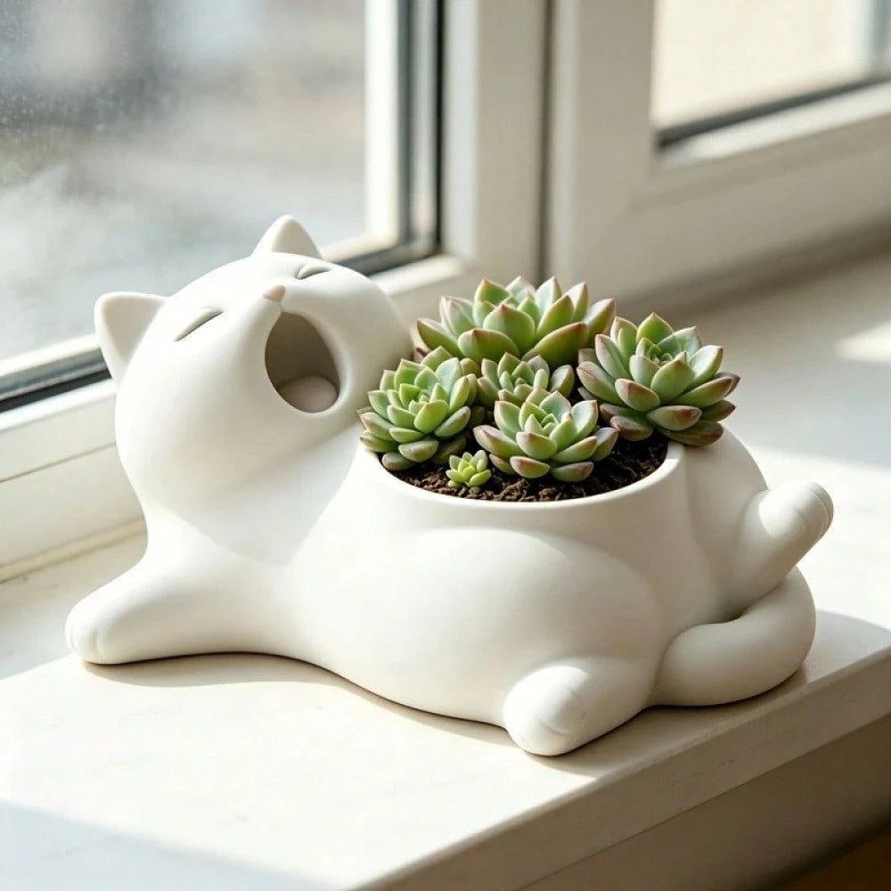 Cute Cat-Shaped Flower Pot, Made Of Lightweight And Versatile PLA Material, Shatter-Resistant, Suitable For Indoor And Outdoor Use