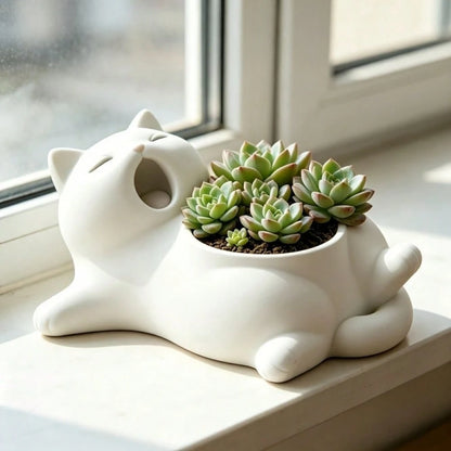 Cute Cat-Shaped Flower Pot, Made Of Lightweight And Versatile PLA Material, Shatter-Resistant, Suitable For Indoor And Outdoor Use