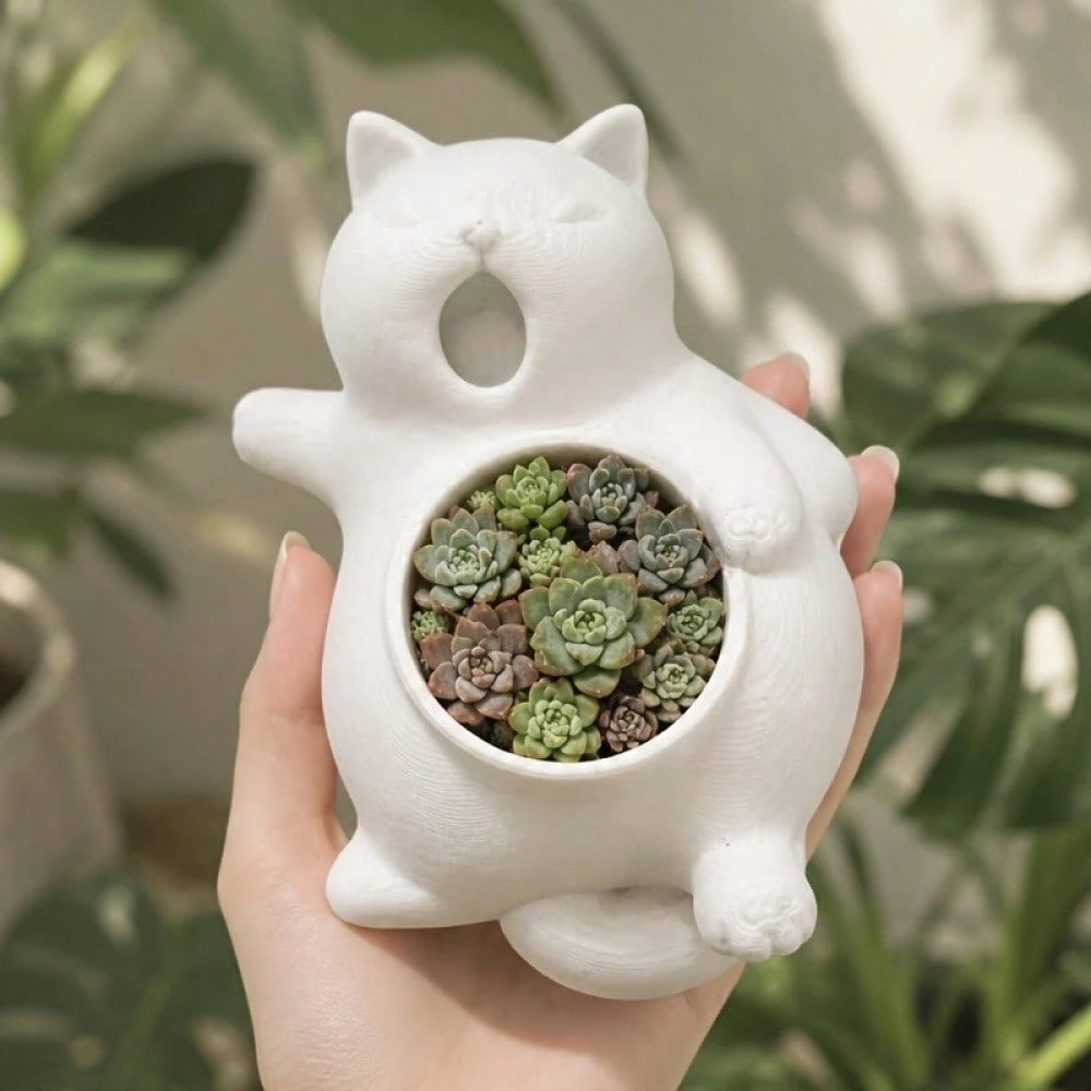 Cute Cat-Shaped Flower Pot, Made Of Lightweight And Versatile PLA Material, Shatter-Resistant, Suitable For Indoor And Outdoor Use