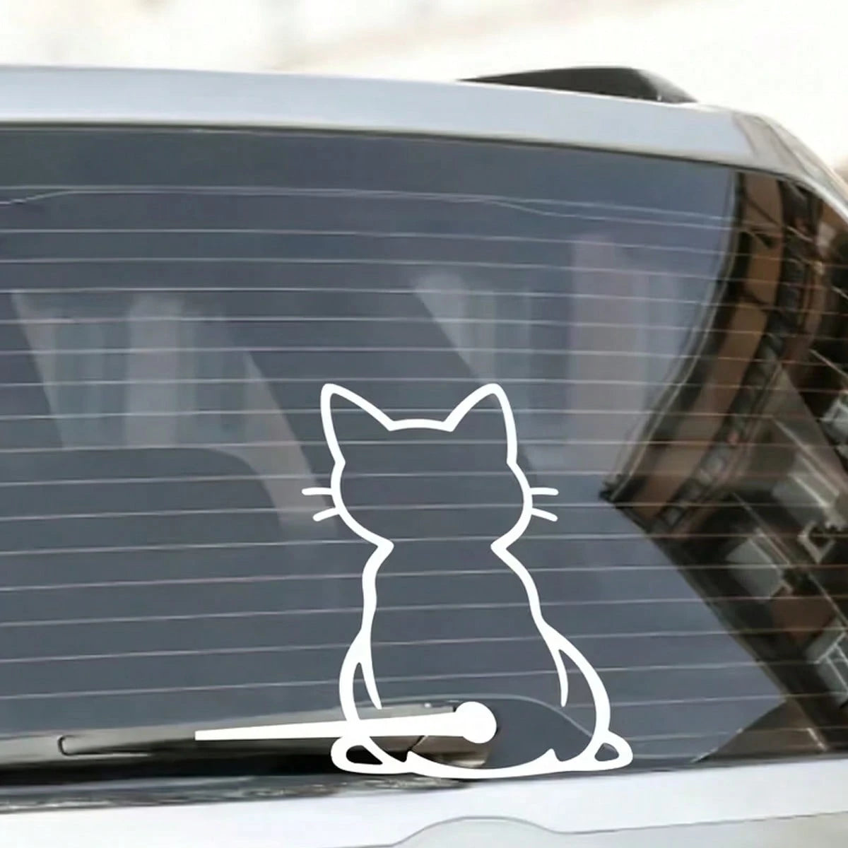 Cute Cat Tail Wagging Car Sticker, Interactive Rear Wiper Sticker Design, Fun Cat Silhouette Vinyl Sticker, Suitable For Car Rear Window