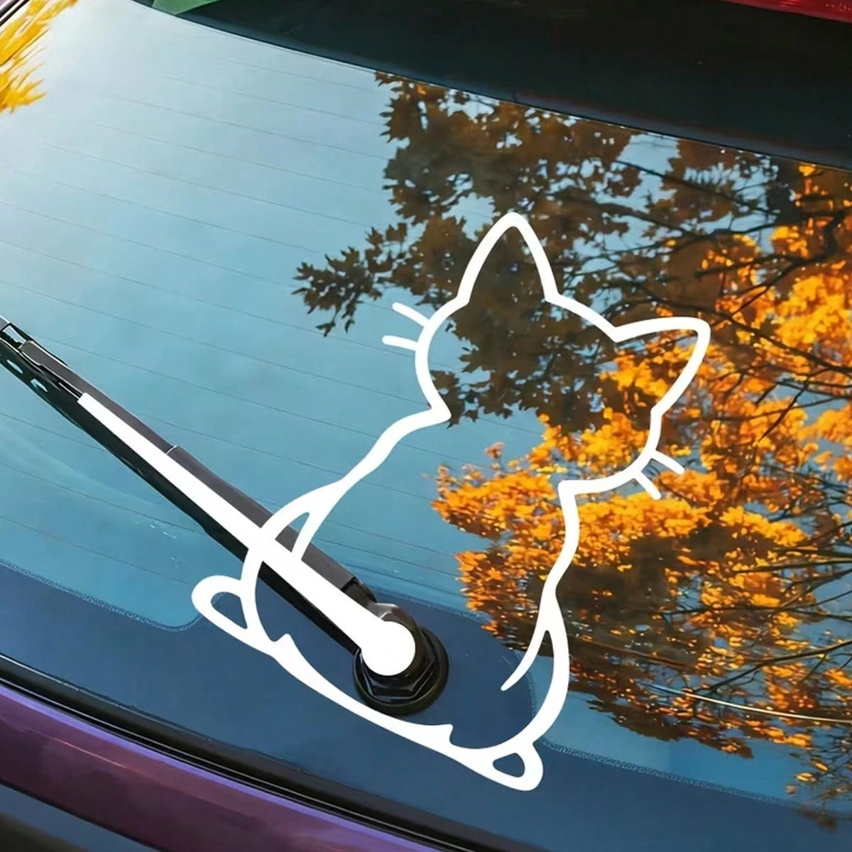 Cute Cat Tail Wagging Car Sticker, Interactive Rear Wiper Sticker Design, Fun Cat Silhouette Vinyl Sticker, Suitable For Car Rear Window