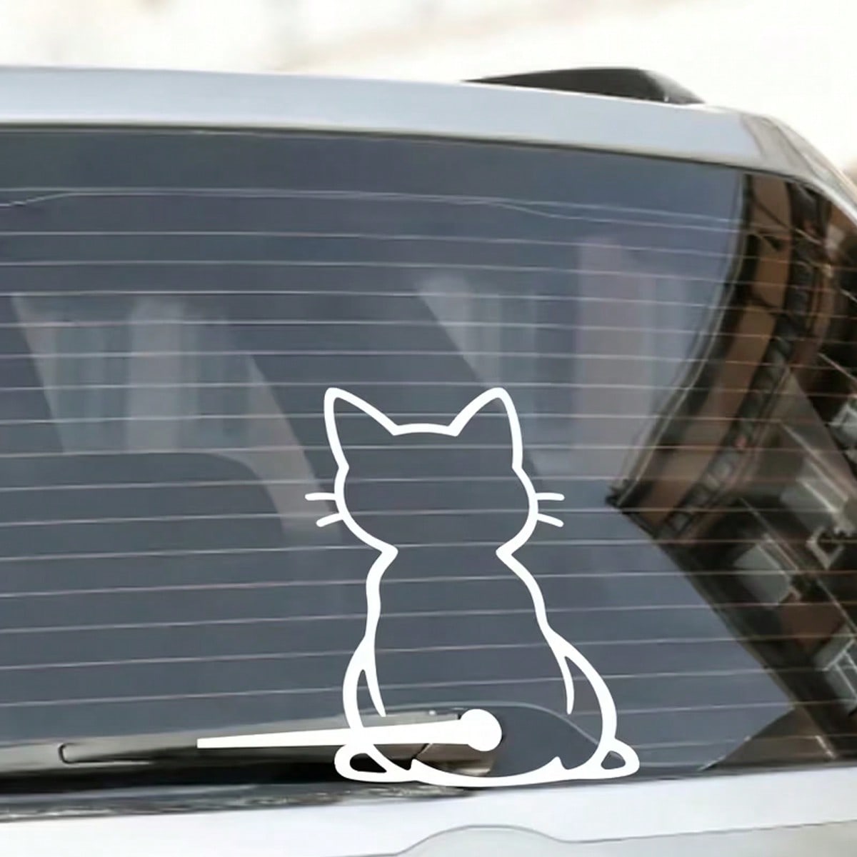 Cute Cat Tail Wagging Car Sticker, Interactive Rear Wiper Sticker Design, Fun Cat Silhouette Vinyl Sticker, Suitable For Car Rear Window