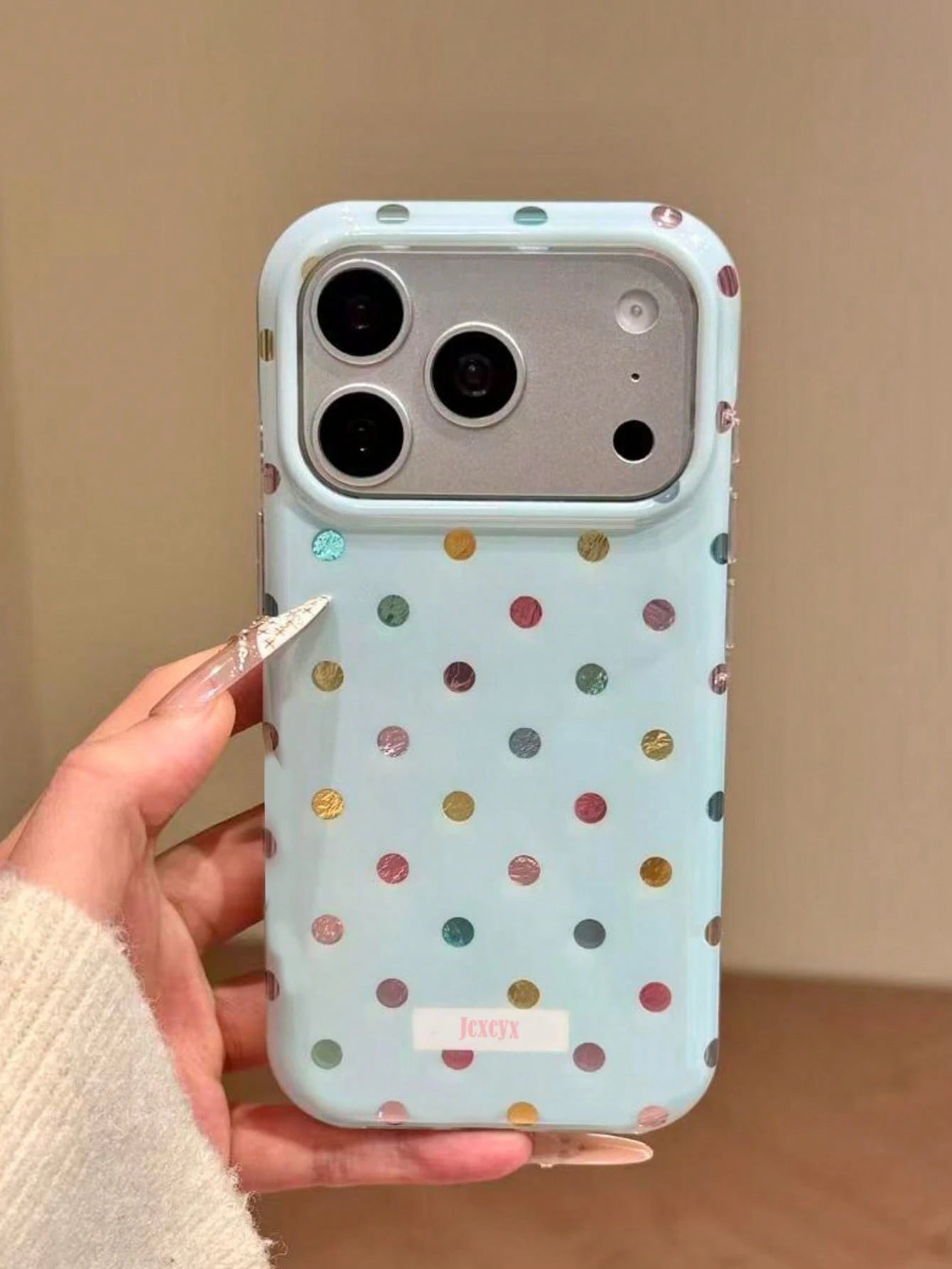 Cute Colorful Polka Dot Glacier Texture Soft Phone Case Compatible With IPhone 17 Pro Max 17 Pro 17 Air 17 12 13 14 15 16 Pro Max 14 Plus 15 Plus 16 Plus 11 17 16 15 14 13 12 Asymmetrical Foil Pattern