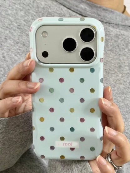 Cute Colorful Polka Dot Glacier Texture Soft Phone Case Compatible With IPhone 17 Pro Max 17 Pro 17 Air 17 12 13 14 15 16 Pro Max 14 Plus 15 Plus 16 Plus 11 17 16 15 14 13 12 Asymmetrical Foil Pattern