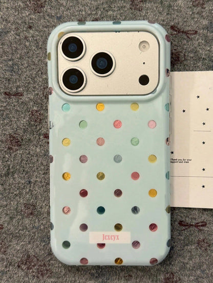 Cute Colorful Polka Dot Glacier Texture Soft Phone Case Compatible With IPhone 17 Pro Max 17 Pro 17 Air 17 12 13 14 15 16 Pro Max 14 Plus 15 Plus 16 Plus 11 17 16 15 14 13 12 Asymmetrical Foil Pattern