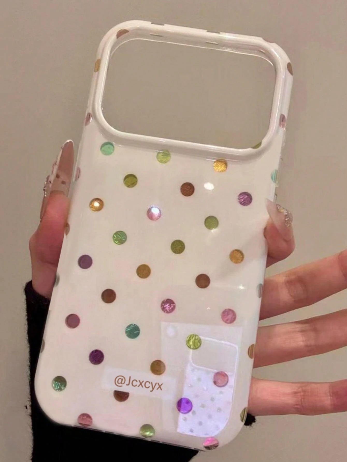 Cute Colorful Polka Dot Glacier Texture Soft Phone Case Compatible With IPhone 17 Pro Max 17 Pro 17 Air 17 12 13 14 15 16 Pro Max 14 Plus 15 Plus 16 Plus 11 17 16 15 14 13 12 Asymmetrical Foil Pattern