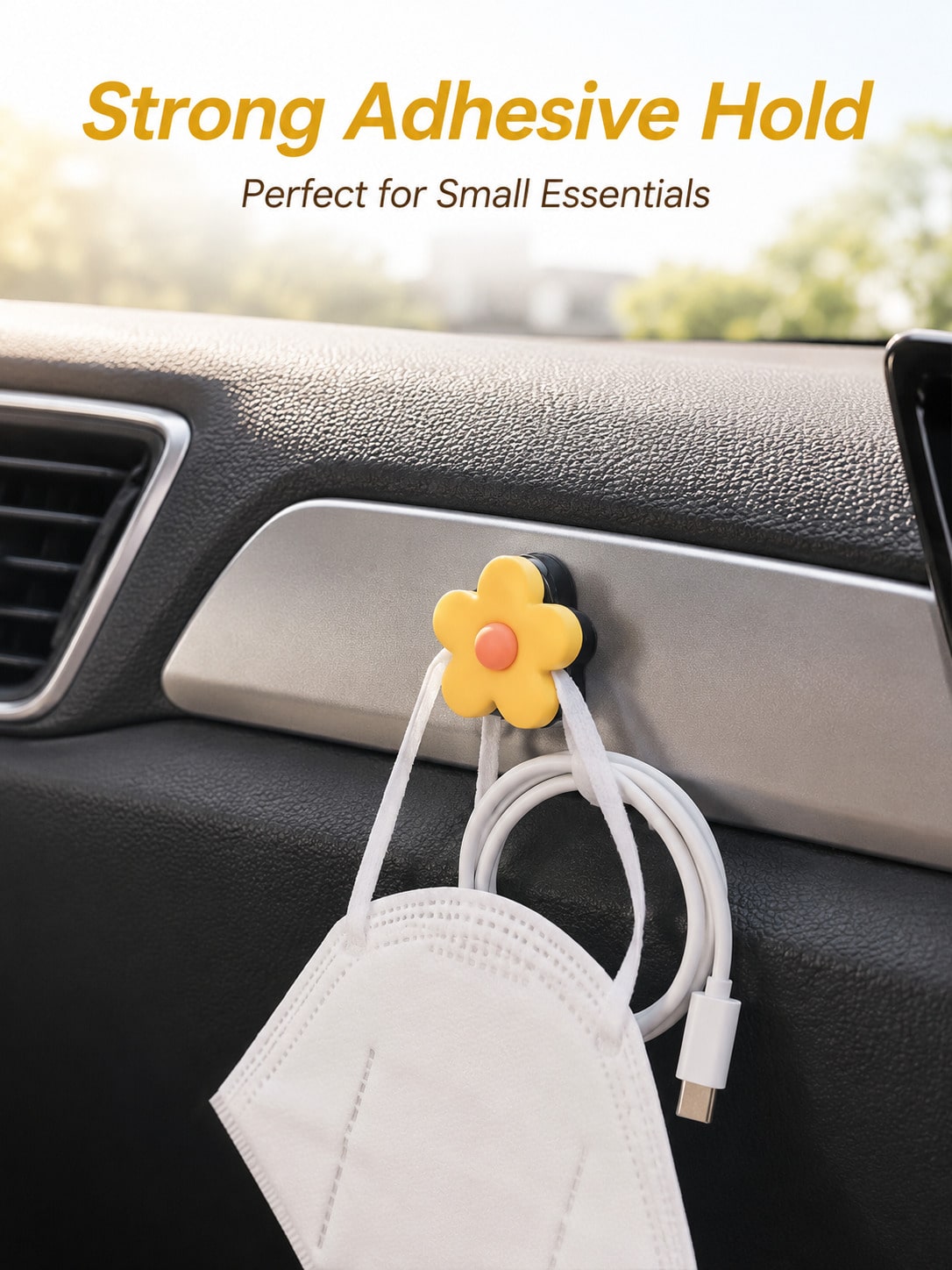 Cute Flower Car Seat Headrest Hooks, Hidden Car Hooks For Purses And Bags, Universal Back Seat Purse Hook Hanger Holder, Car Storage Organizer For Handbag Grocery Bags, Kawaii Car Interior Accessories