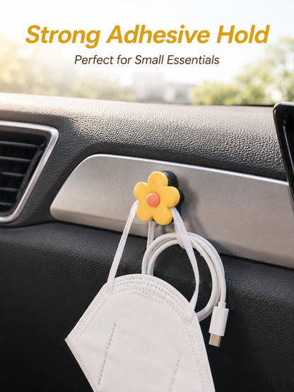 Cute Flower Car Seat Headrest Hooks, Hidden Car Hooks For Purses And Bags, Universal Back Seat Purse Hook Hanger Holder, Car Storage Organizer For Handbag Grocery Bags, Kawaii Car Interior Accessories