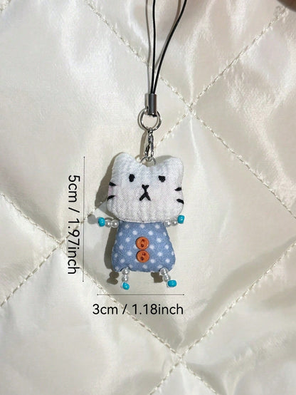 Cute Frog, Pig, Rabbit Phone Chain Handmade Beaded Keychain Accessories DIY Handmade Animal Pendant Jewelry Y2K Aesthetic Unique Lanyard Bag Charm, Can Be Hand-Sewn With Name Or Mark On Pendant, Uniqu