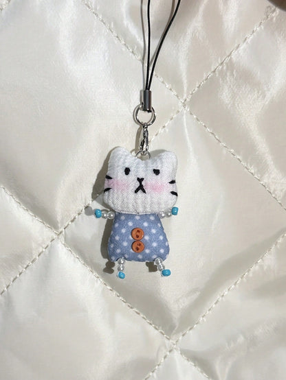 Cute Frog, Pig, Rabbit Phone Chain Handmade Beaded Keychain Accessories DIY Handmade Animal Pendant Jewelry Y2K Aesthetic Unique Lanyard Bag Charm, Can Be Hand-Sewn With Name Or Mark On Pendant, Uniqu