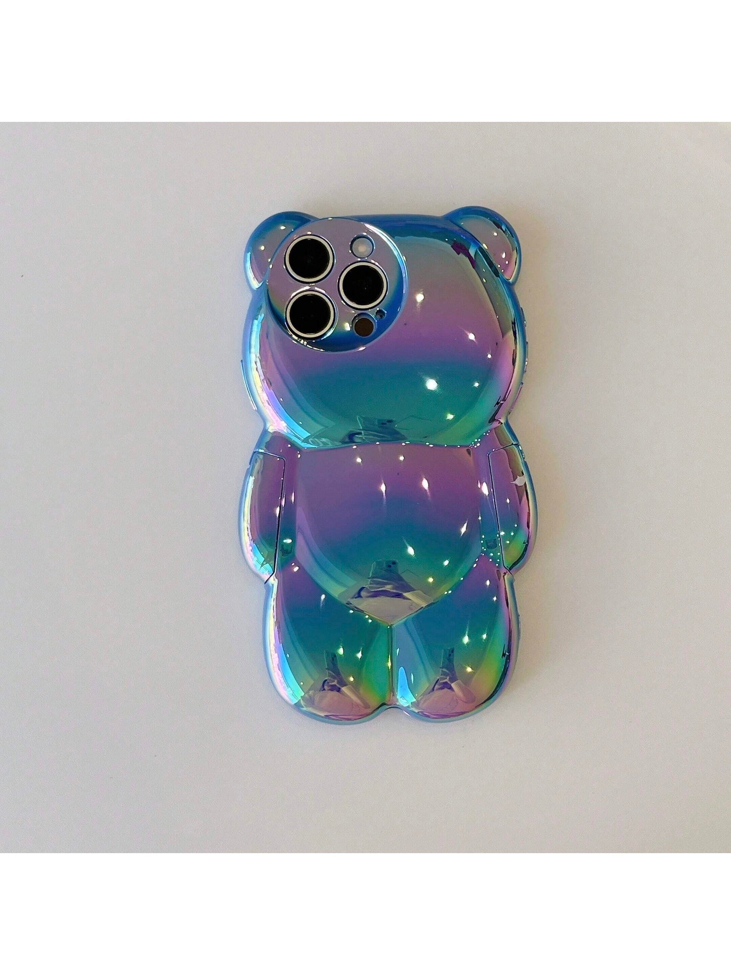 Cute Holographic 3D Bear Design Phone Case Compatible With 14 Pro Max, 13, 12Pro, 11 Waterproof Shockproof Anti-Fall Scratch Resistant