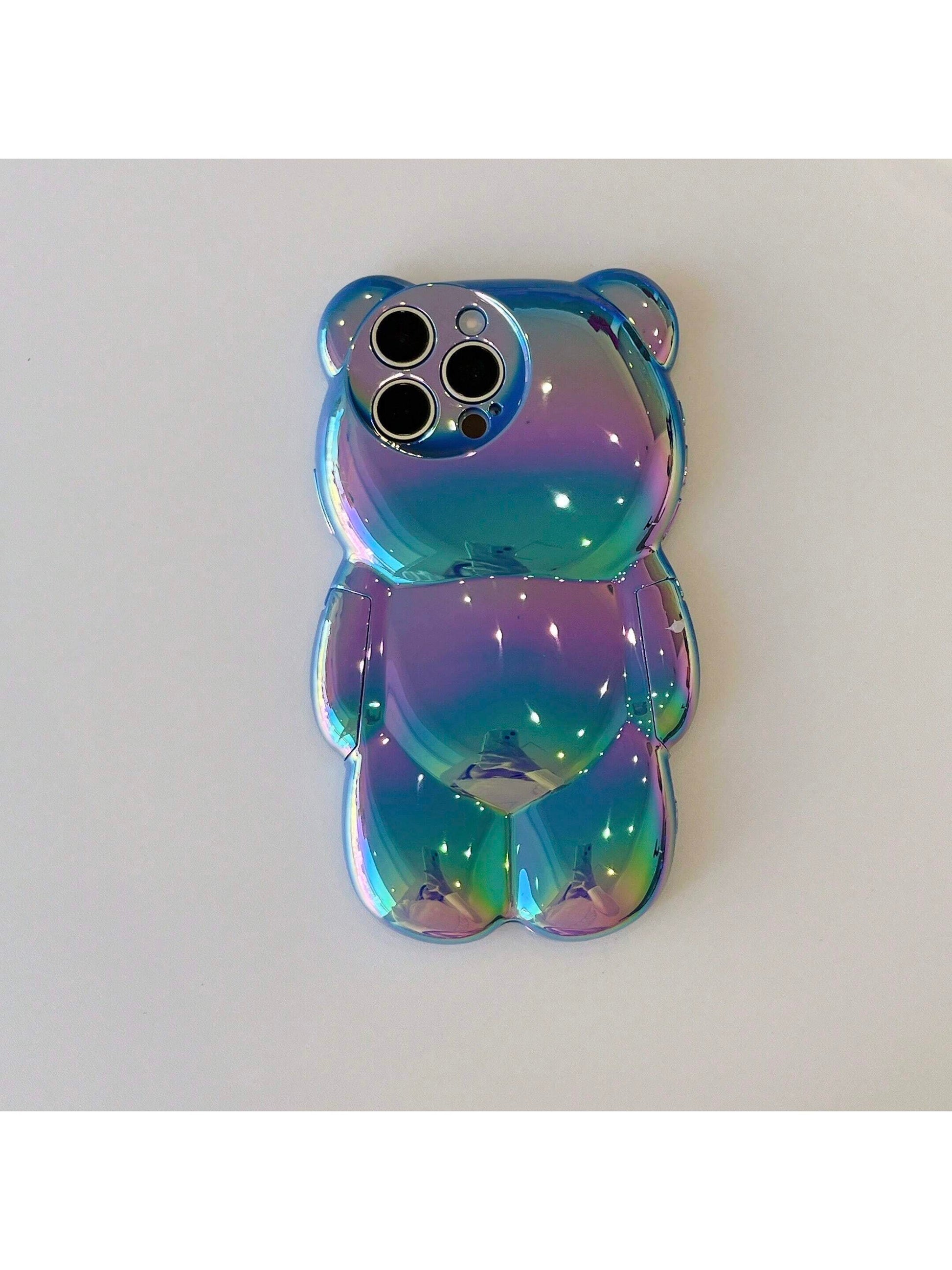 Cute Holographic 3D Bear Design Phone Case Compatible With 14 Pro Max, 13, 12Pro, 11 Waterproof Shockproof Anti-Fall Scratch Resistant