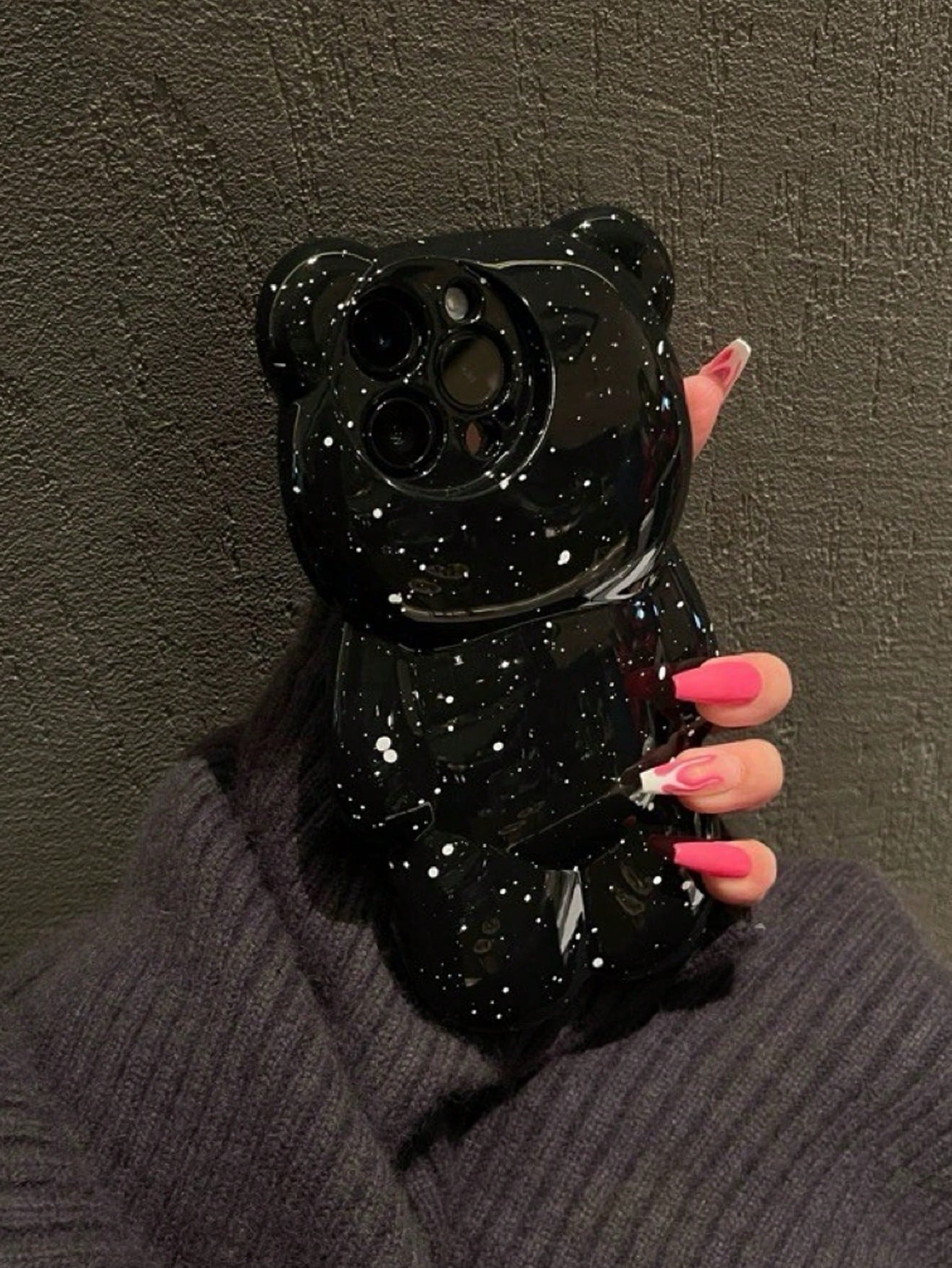Cute Little Bear Element Novelty Cases Cute Phone Case Ins Style 3d Ink Splashing Teddy Bear Design Phone Case Compatible With Iphone 11/12/12pro/13/14promax Soft Case Creative & Personalized Kawaii W