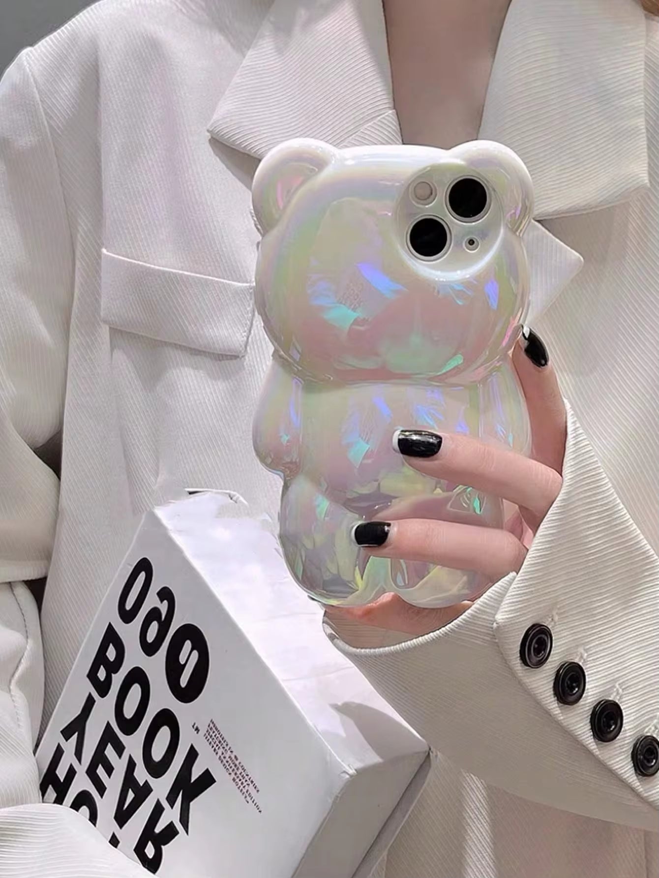 Cute Little Bear Element Novelty Cases Cute Phone Case Ins Style 3d Ink Splashing Teddy Bear Design Phone Case Compatible With Iphone 11/12/12pro/13/14promax Soft Case Creative & Personalized Kawaii W