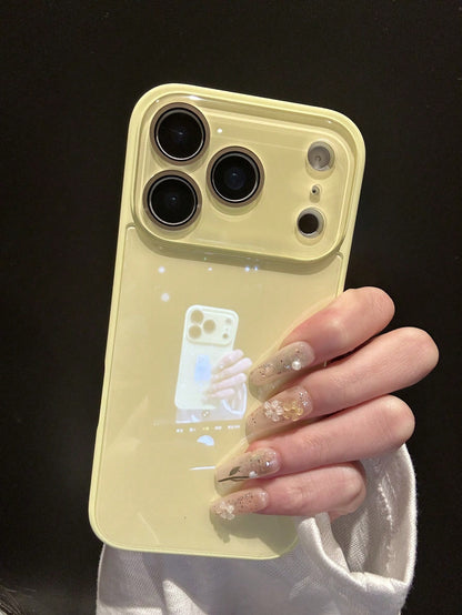 Cute Minimalist Luxury Solid Color Fashion Glossy Glass Finish Phone Case Compatible With 17 Pro Max, 16, 15, 14, 13, 12, 11 Pro Max, Lens Protection, Minimalist Solid Color Cute & Elegant Phone Case