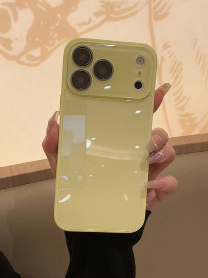 Cute Minimalist Luxury Solid Color Fashion Glossy Glass Finish Phone Case Compatible With 17 Pro Max, 16, 15, 14, 13, 12, 11 Pro Max, Lens Protection, Minimalist Solid Color Cute & Elegant Phone Case