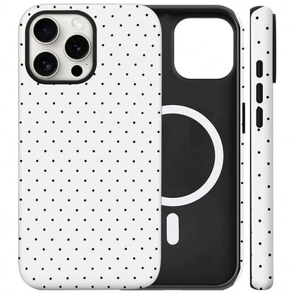 Cute Polka Dot Fashion Magnetic Phone Case For IPhone 17 ProMax/17 Pro/17E/17Air/16 ProMax/15 Plus/14/13/12 Case, Summer Color Phone Case, Shockproof Slim TPU And Hard PC Protective Phone Cover Compat