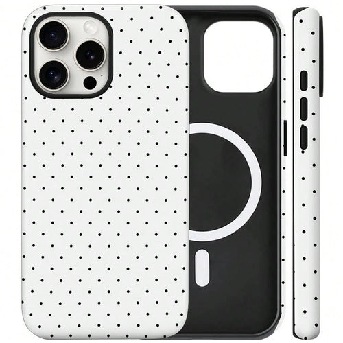 Cute Polka Dot Fashion Magnetic Phone Case For IPhone 17 ProMax/17 Pro/17E/17Air/16 ProMax/15 Plus/14/13/12 Case, Summer Color Phone Case, Shockproof Slim TPU And Hard PC Protective Phone Cover Compat