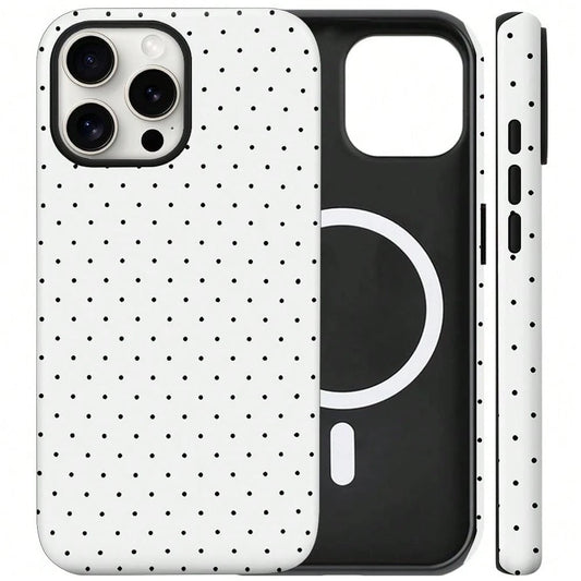 Cute Polka Dot Fashion Magnetic Phone Case For IPhone 17 ProMax/17 Pro/17E/17Air/16 ProMax/15 Plus/14/13/12 Case, Summer Color Phone Case, Shockproof Slim TPU And Hard PC Protective Phone Cover Compat