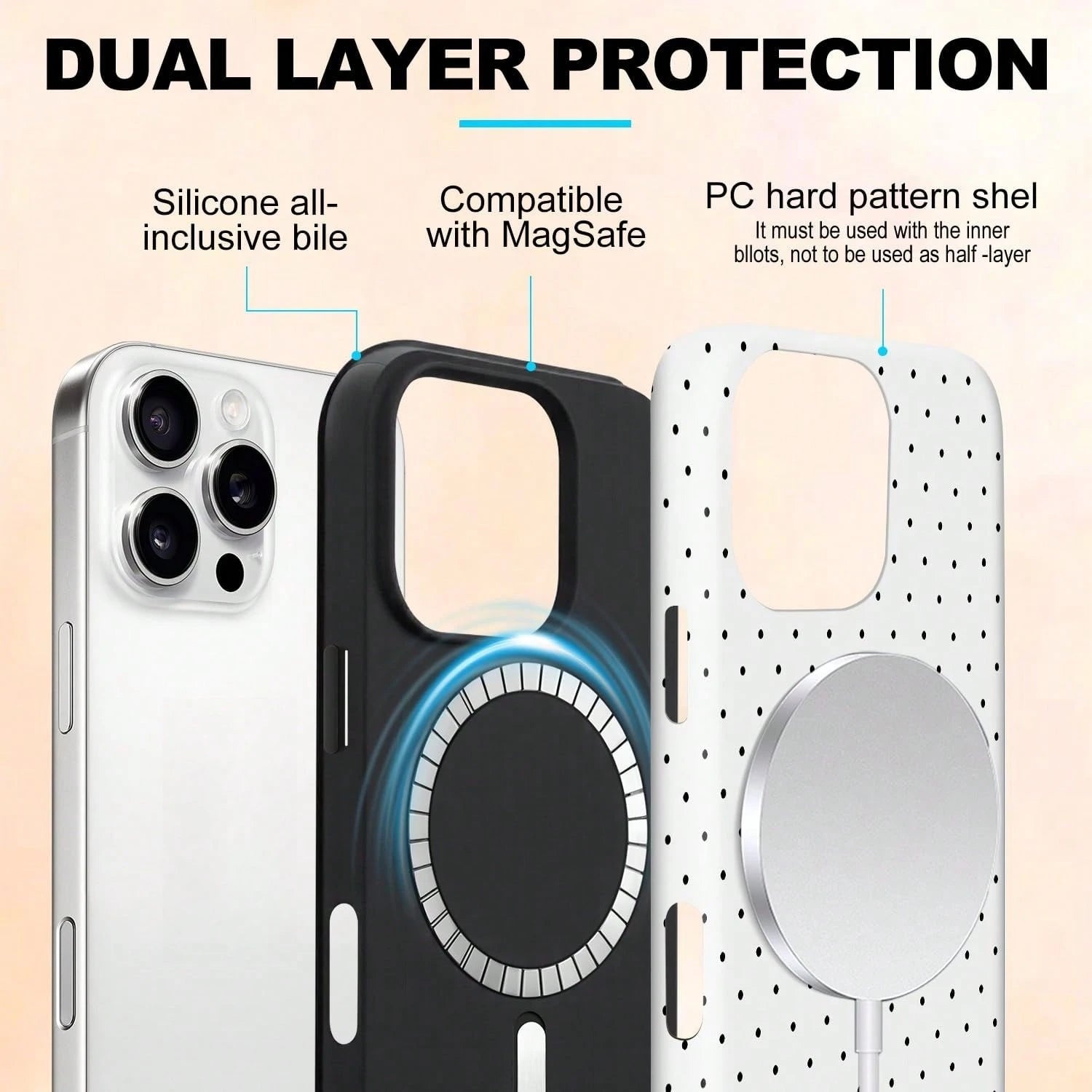 Cute Polka Dot Fashion Magnetic Phone Case For IPhone 17 ProMax/17 Pro/17E/17Air/16 ProMax/15 Plus/14/13/12 Case, Summer Color Phone Case, Shockproof Slim TPU And Hard PC Protective Phone Cover Compat