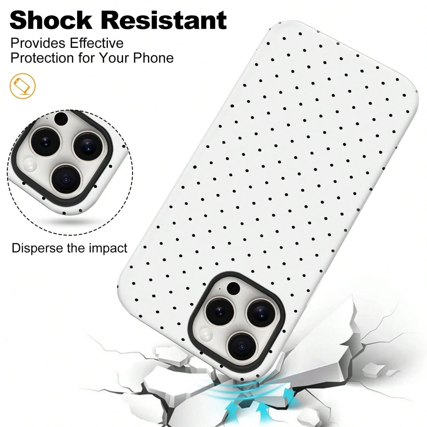 Cute Polka Dot Fashion Magnetic Phone Case For IPhone 17 ProMax/17 Pro/17E/17Air/16 ProMax/15 Plus/14/13/12 Case, Summer Color Phone Case, Shockproof Slim TPU And Hard PC Protective Phone Cover Compat