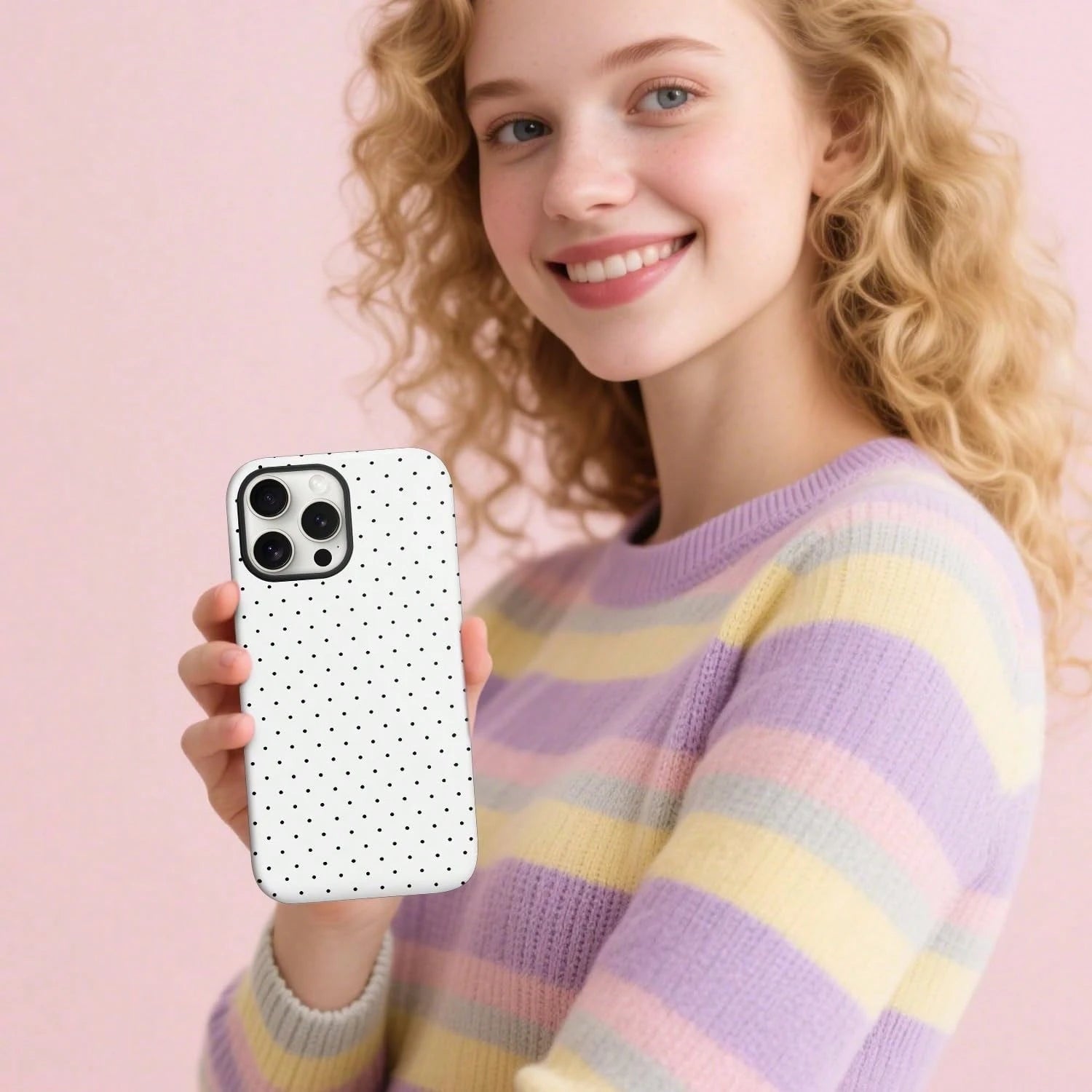 Cute Polka Dot Fashion Magnetic Phone Case For IPhone 17 ProMax/17 Pro/17E/17Air/16 ProMax/15 Plus/14/13/12 Case, Summer Color Phone Case, Shockproof Slim TPU And Hard PC Protective Phone Cover Compat