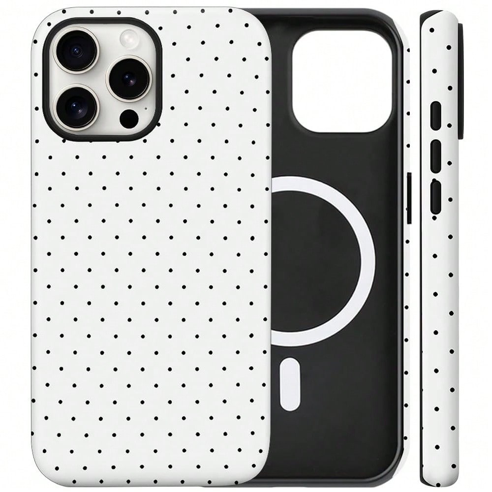 Cute Polka Dot Fashion Magnetic Phone Case For IPhone 17 ProMax/17 Pro/17E/17Air/16 ProMax/15 Plus/14/13/12 Case, Summer Color Phone Case, Shockproof Slim TPU And Hard PC Protective Phone Cover Compat