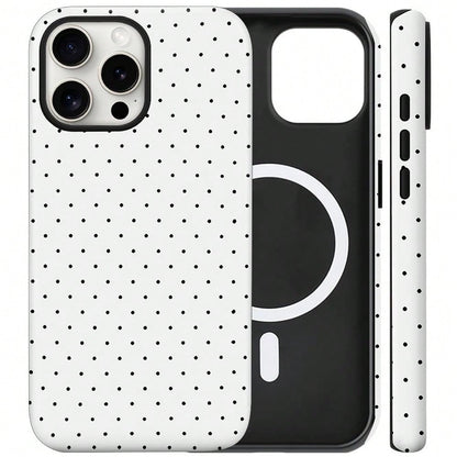 Cute Polka Dot Fashion Magnetic Phone Case For IPhone 17 ProMax/17 Pro/17E/17Air/16 ProMax/15 Plus/14/13/12 Case, Summer Color Phone Case, Shockproof Slim TPU And Hard PC Protective Phone Cover Compat