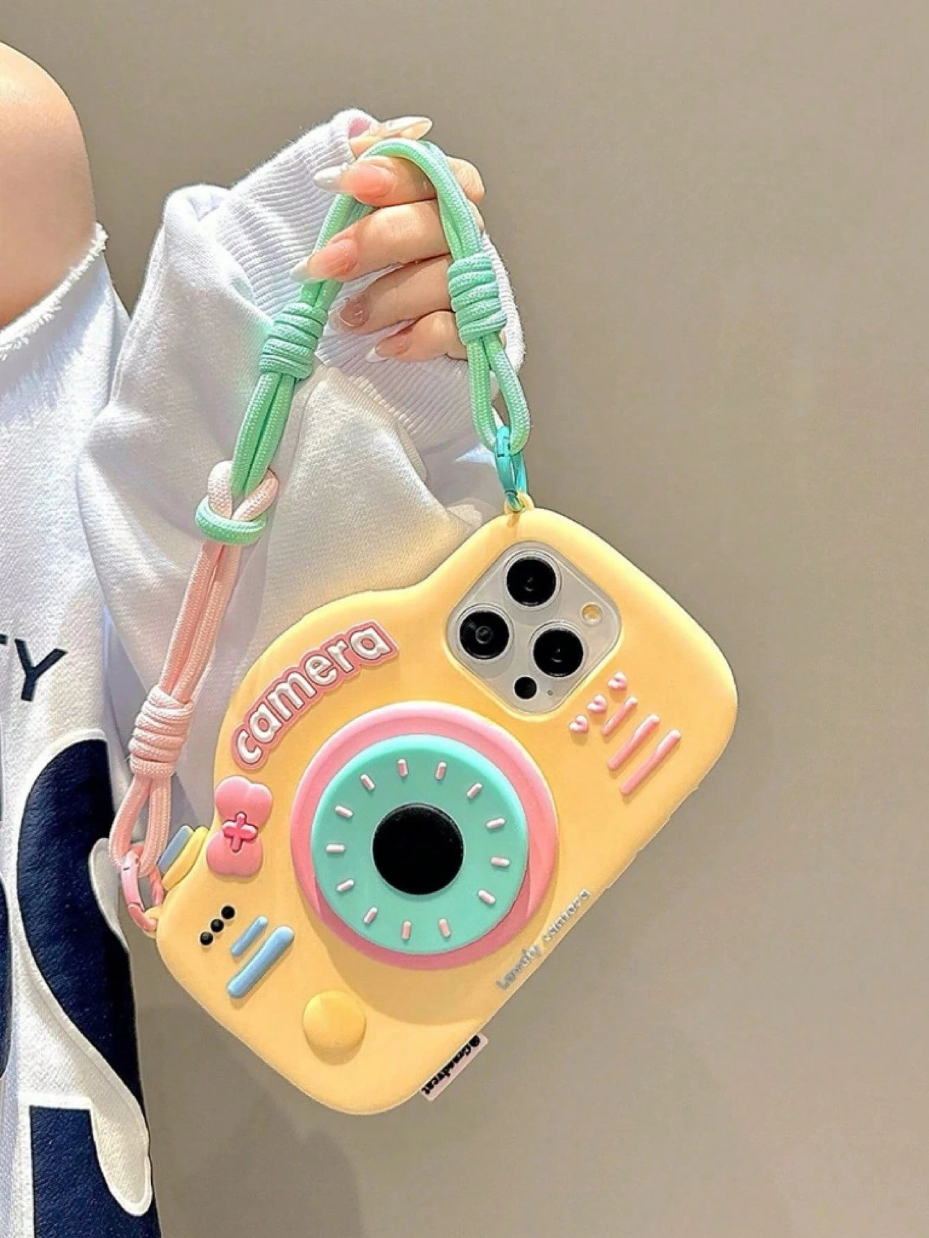 Cute Silicone Camera Shape With Phone Charm 3D Cartoon Camera Shape Phone Strap Holder Compatible With IPhone 14/ Compatible With IPhone 15 Pro Max/New 13 Pro/12/14 Pro Silicon Protective Case, Cute D