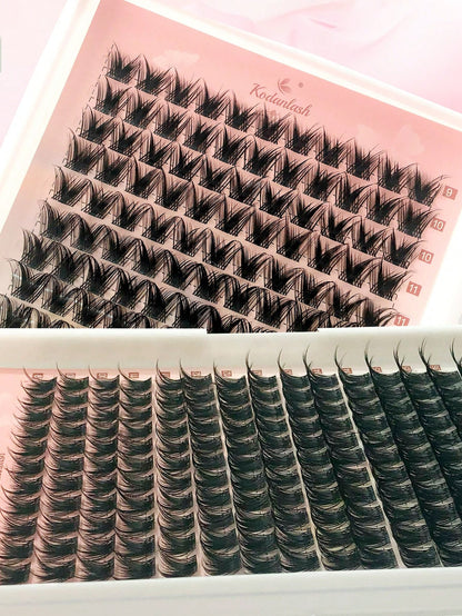 D Curl 176 PCS Lash Clusters Wispy Cluster Eyelash Extensions Puffy Individual Lashes 9-16mm Waterproof Natural Lash Extension DIY Cluster Lashes With Soft Thin Band