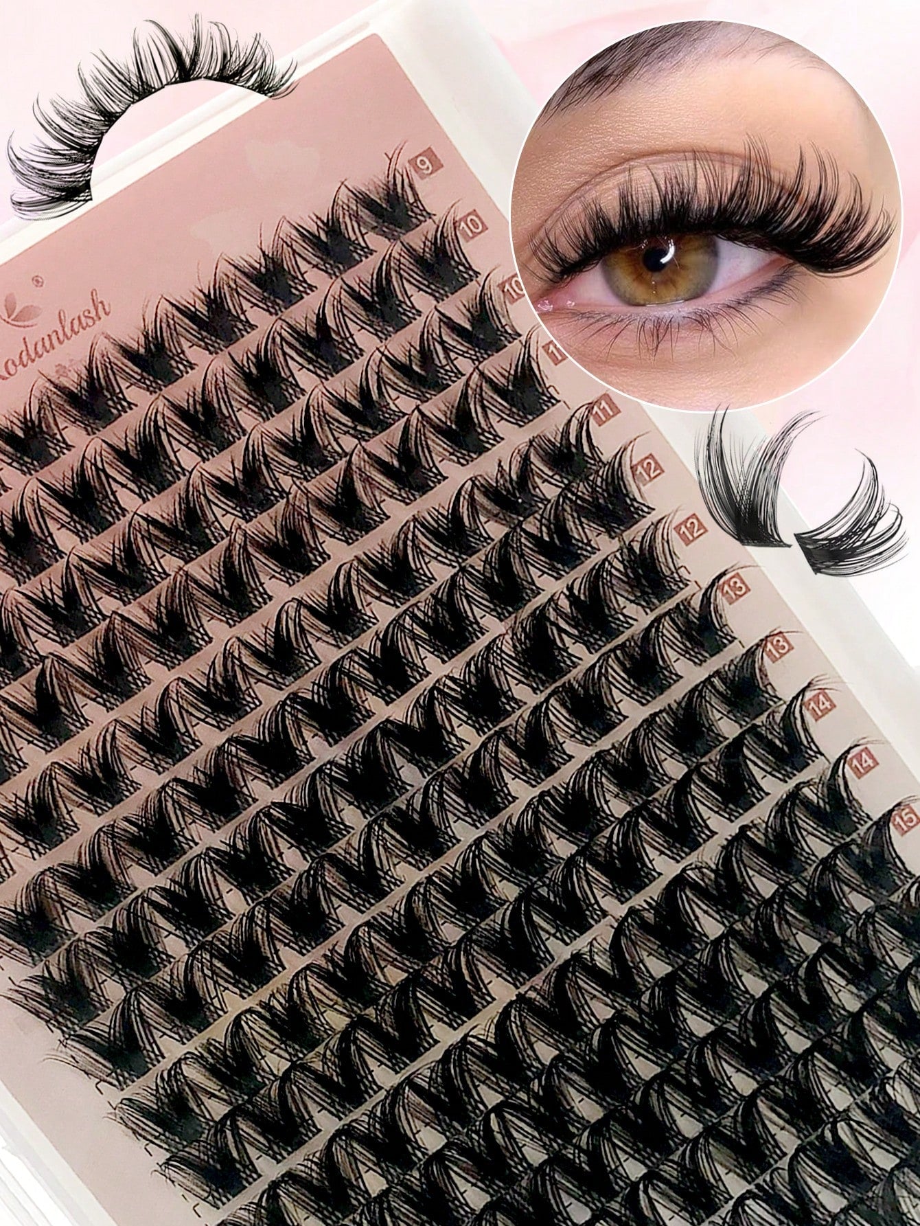 D Curl 176 PCS Lash Clusters Wispy Cluster Eyelash Extensions Puffy Individual Lashes 9-16mm Waterproof Natural Lash Extension DIY Cluster Lashes With Soft Thin Band