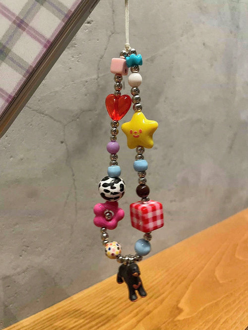 Dachshund Dog Phone Case Lanyard Colorful Dopamine Handmade Phone Chain Beaded Cute Camera Strap, CCD Pendant Charm Phone Lanyard Compatible With Android And Most Smartphone,Gifts For Mother, Family