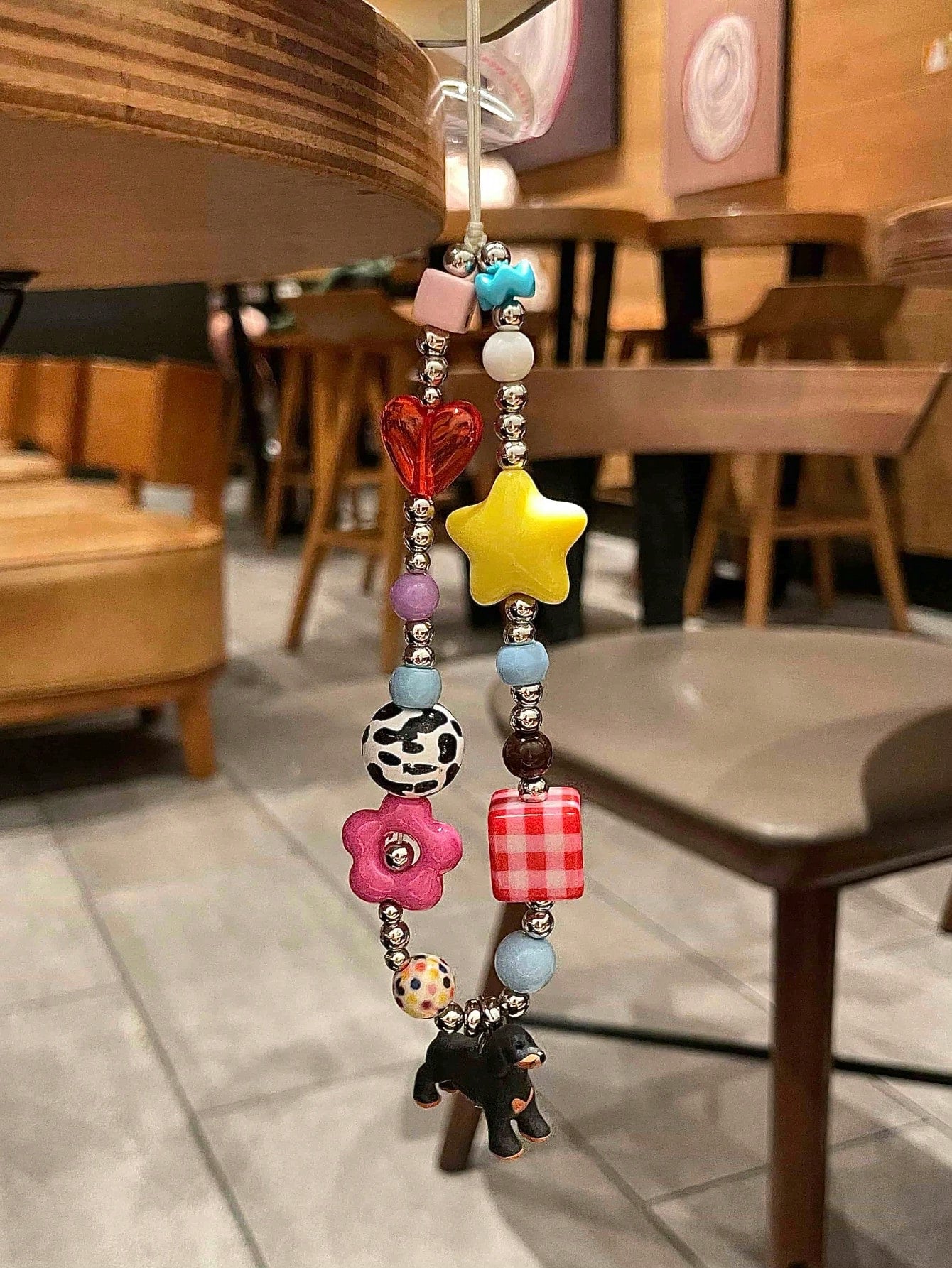 Dachshund Dog Phone Case Lanyard Colorful Dopamine Handmade Phone Chain Beaded Cute Camera Strap, CCD Pendant Charm Phone Lanyard Compatible With Android And Most Smartphone,Gifts For Mother, Family