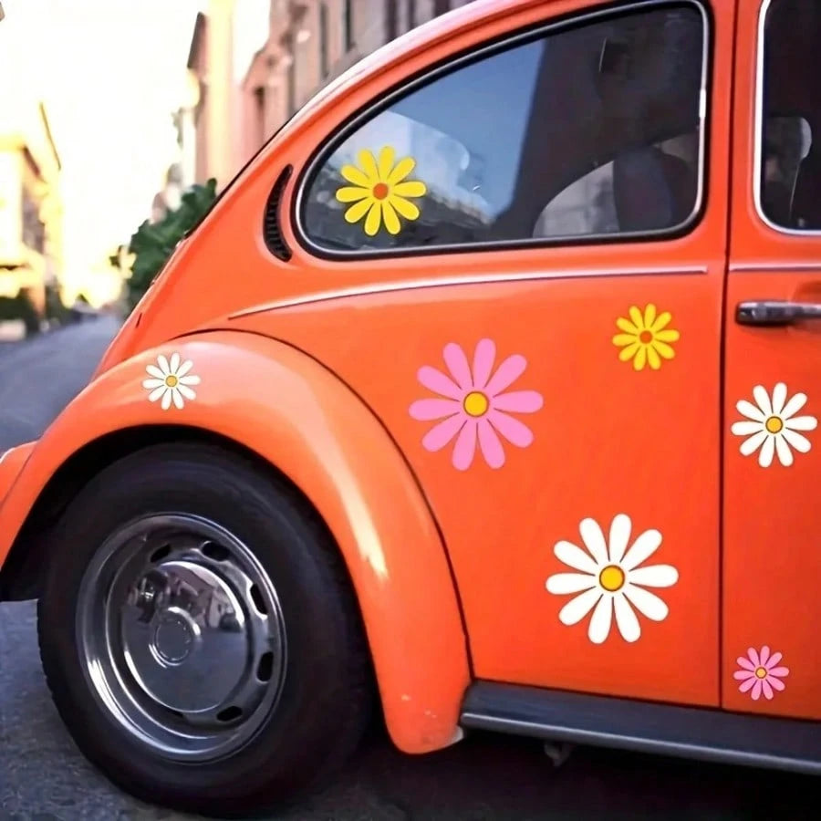 Daisy Pattern Car Sticker Set, Currently Very Popular Daisy Small Car Stickers, Suitable For Warm Family Use, Preferred For Women!
