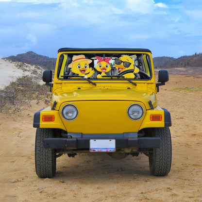 DaisyInner Windshield Sun Shade Compatible With Jeep Jk Jku Jl Jlu 1997-2023 And Compatible With Gladiator Jt 2020-2023 Foldable Windshield Sunvisor Blocks UV Rays (Duck, 16.5" X 52.5")